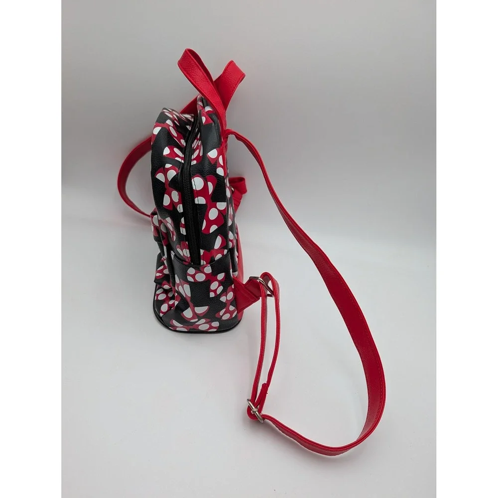 Disney Parks Womens Mini Backpack OS Polka Dot Bows Black Red White